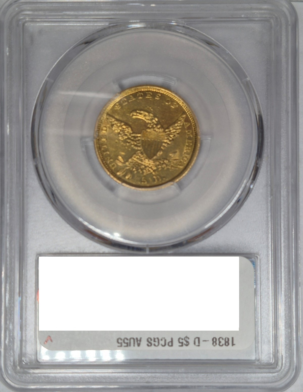 1838-D-$5-Classic-Head-First-Year-Dahlonega-Mint-Half-Eagle-#2-Hm-1,-Winter-1A,-R3